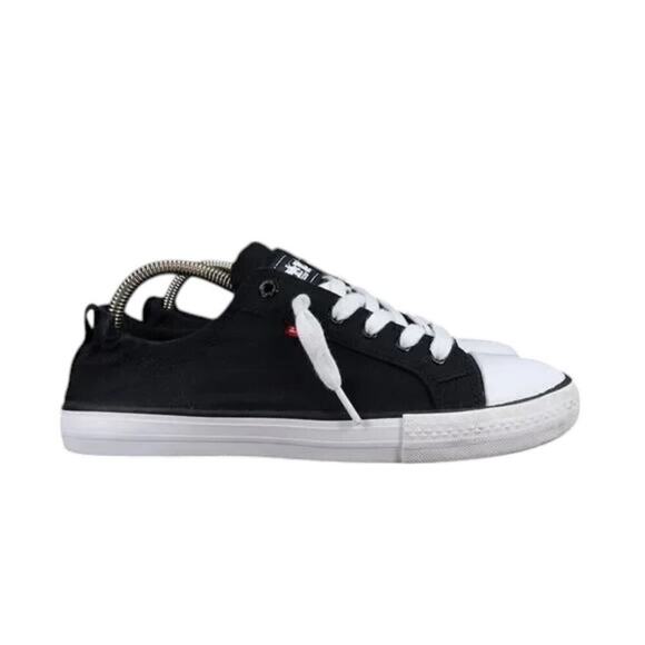 Levis Shoes Womens 8.5 Sneakers Slip On Casual Canvas Comfort Tech Black Flats - Picture 13 of 13